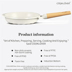 COOKLOVER Nonstick Frying Pan 100% PFOA Free Cookware Induction Skillet Stir Fry Pan (Cream white, 7.9 inch)
