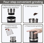 Voltix Electric Multi-Use Cup Grinder, Large Capacity Stainless Steel, Portable Electric Coffee Grinder & Spice Grinder for Home Kitchen, One Touch Coffee Mill for Beans, Spices (Straight Blade)