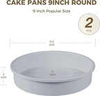 HONGBAKE 9 Inch Round Cake Pan Set of 2, Nonstick Ceramic Coating Cake Molds with Diamond Texture, Aluminized Steel Cake Pans Sets for Baking & Cheesecake, Heavy Duty & Non-Toxic (Gray, 2PCS)