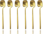 JASHII Honey Jam Spoon, Stainless Steel Mini Coffee Spoon, Teaspoon, 6-piece (Matte Gold)