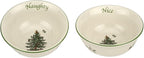 Spode Christmas Tree Dip Bowls - Set of 2, Naughty and Nice, 4-Inch Ceramic Serving Bowls for Holiday Dips, Snacks, Nibbles - Festive Tableware Christmas Tree Design - Dishwasher & Microwave Safe
