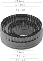 Keewah Fluted Scalloped Round Cookie Cutter Set, 6 Piece, From 4.2” to 2”, Stainless Steel