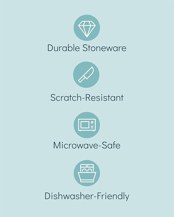 Stoneware dinnerware set 4 persons Rustic 12 pcs - Rustic design dinnerware set, dishwasher safe - Bowl and plate set - Pure Living dinnerware in beige…