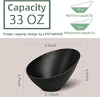 Bamboo Fiber Salad Bowls, 2 Packs Serving Black, Compostable 33 Ounce Elegant Black Angled Bowls for Salad, Pasta, Soup, Prep, Ideal for Home and Restaurant