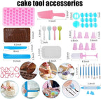 Cake Decorating Kit, 672 Pcs Cake Decorating Supplies With Cake Carrier Holder Springform Pan Sets 3-Layer Toolbox Organizer Icing Piping Nozzles Cake Rotating Turntabl Baking Supplies Set Tools