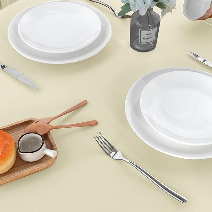 sancua 2 Pack Beige Tablecloth 60 x 84 Inch, Rectangle 4 Feet Table Cloth - Stain and Wrinkle Resistant Washable Polyester Table Cover for Dining Tables, Buffet Parties and Camping