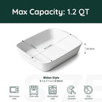 1.2 QT Ceramic Baking Dish, White Casserole Dish,Lasagna Pan for Oven, Bakeware for Baking, Kitchen Decor, Microwave Oven Safe, Dinner Party (7.1" x 9.1")