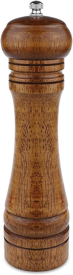 Pepper Grinder - 8 inch Pepper Mill Oak Wooden Pepper Mill Grinder Refillable Grinder Pepper with Ceramic Grinding Mechanism Adjustable Coarse to Fine (1 Pack)