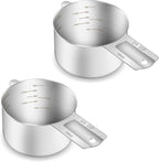 2PCS 3/4Cup (180ml, 6oz) Single Measuring Cup, Etched Inner Scale Stainless Steel Measure Scoop, Metric and US Measurement, Dishwasher Safe