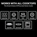 Nuwave Designs- 12" Fry Pan, Skillet, Even-Heating Technology, 3 Layer 18/10 Stainless Steel, Tri-Ply & Heavy-Duty Construction, PTFE PFOA PFOS Free,10 -Yeär Wärranty