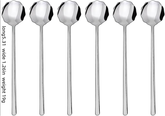 Creative spoons in multiple colors. They can be used to stir flower tea, coffee, and desserts. They're also great for decoration, collection, or as gifts. (silvery)