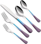 20-Piece Blue and Purple Silverware Set for 4, 18/0 Stainless Steel Flatware Cutlery Utensils Set, Includes Dinner Knives, Forks, Spoons, Salad Forks, Teaspoons, Dishwasher Safe