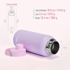 32oz Water Bottle with Comfort Grip Handle, Gym Water Bottle, Insulated Steel Water Bottle with Wide Mouth, No Straw