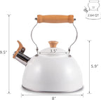 ROCKURWOK Tea Kettle, Tea Pot with Cool Touch Ergonomic Handle, Teapot Food Grade Stainless Steel, Tea Kettle Stovetop, Kettle Teapot, Whistling Tea Kettle, Tea Pot, 2.7 Quart (White)