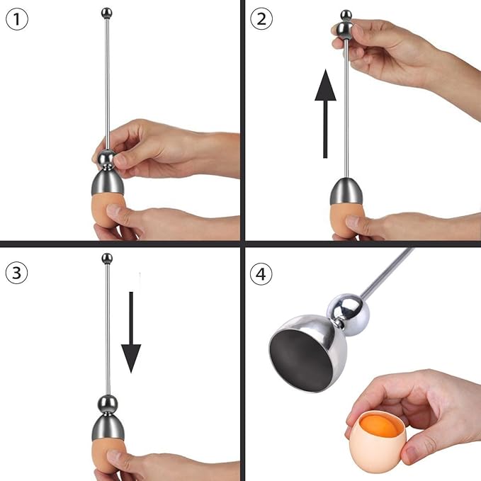 Egg Cracker Topper Cutter Stainless Steel Egg Shell Opener Separator Remover Egg Cracker Tool for Raw Eggs, Hard or Soft Boiled Eggs