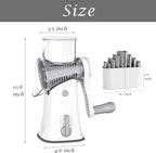 Ourokhome Rotary Cheese Grater Shredder, Multifunction 5 in 1 Kitchen Manual Speed Round Mandolin Food Slicer Vegetable Shooter Potato Hashbrown Grinder for Nut, Carrot, Radish, Cucumber, White