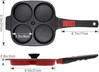 4-Cup Egg Pan with Lid, Nonstick Omelette Skillet with Detachable Handle, Pancake Pan Egg Cooker Induction Compatible