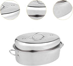 16in Fish Poacher Cooking Pot with Lid Portable Handle Multiuse Baking Tray for Seafood And Eggs, B