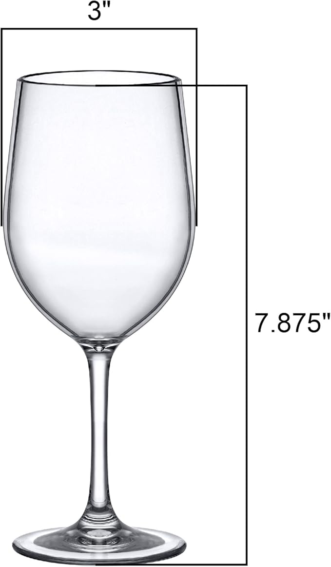 Amazing Abby - Clara - 12-Ounce Unbreakable Tritan Wine Glasses (Set of 6), Plastic Wine Glasses, Reusable, BPA-Free, Dishwasher-Safe, Perfect for Poolside, Outdoors, Camping, and More