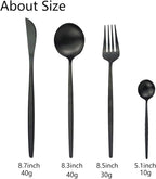 JASHII Silverware Set, 24-Piece Stainless Steel Flatware Set,Kitchen Utensil Set Service for 6,Tableware Cutlery Set for Home, Dishwasher Safe (Matte Black)