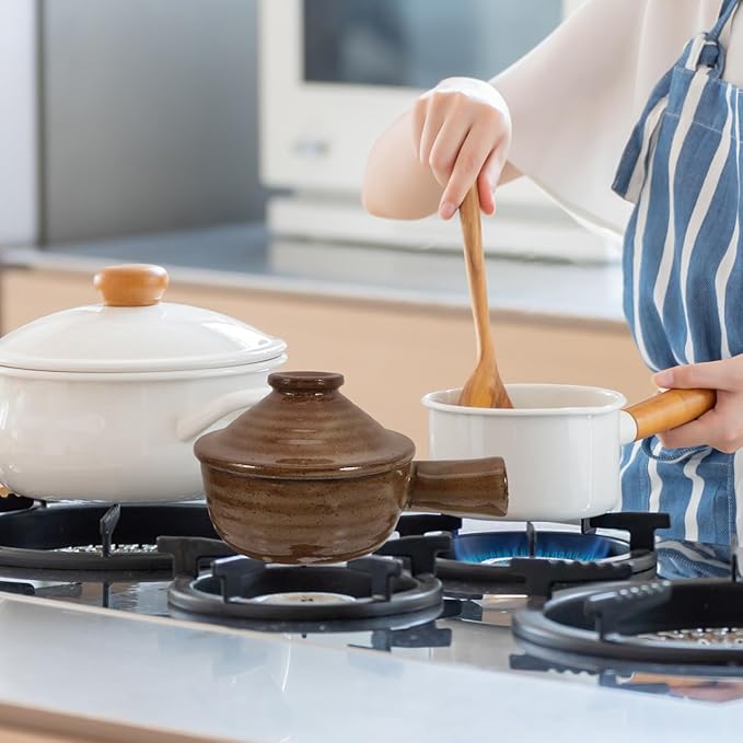 Ceramic Casserole with Lid Microwave Safe Stew Pot for Home Cooking Versatile Clay Cookware for Rice Noodles and More