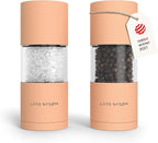 LARS NYSØM Salt and Pepper Grinder Set I Salt and Pepper Mills with Adjustable Ceramic Grinder 2 pieces I Manual Design Spice Mill Set (Creamy Peach)