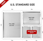 TENUP 12 Pack Aluminum Full Sheet Pan, 26" x 18" Heavy Duty Commercial Baking Tray Reinforced Rim, Warp-Resistant Rust-Free