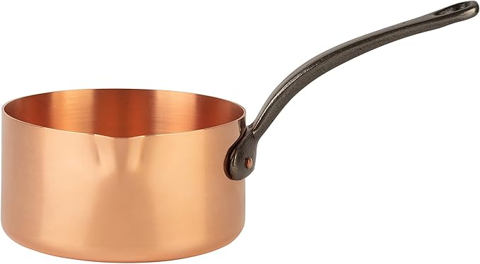 Cuisine Romefort | pure copper saucepan with pouring spout 1,5 qt | ideal for sweets or sauces, sugar pot, casserolle