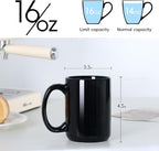 Smilatte 16 OZ Porcelain Coffee Mugs, Classic Blank Ceramic Cup with Large Handle for Tea Latte Cappuccino, Set of 4, Black