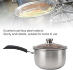 Butter Warmer, 7.1 x 4.3 in Stainless Steel Mini Milk Coffee Warmer with Lid Single, Milk Pot Small Baby Food Warmer for Gas Induction Cooker