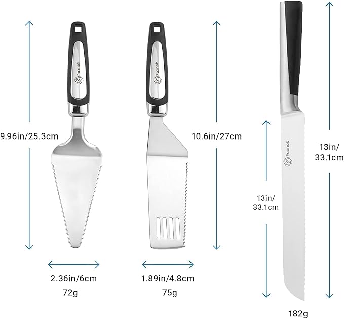 Cake Knife and Pie Server Set with Luxury Gift Box, Kitchen Essentials Cake Cutter Slicer - Serrated on Both Sides, For Right or Left Handed Use, Perfect Kitchen Set and Server for Cakes,Pie, Brownies