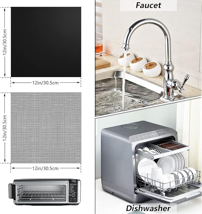 for Ninja Foodi Reusable Air Fryer Liners 12x12inch Non-Stick，Bottom of Toaster Oven Mat,3x Liners + 3x Mesh Sheets, Baking/Microwave/Grill,450°F,Pre-Cut Square for SP101/SP201/SP301/SP351
