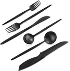 48 Pieces Matte Black Silverware Set with Steak Knives,Satin Finish tableware Cutlery Set,Black Flatware Set for Home and Restaurant,Knife Spoon And Fork Sets for ervice for 8