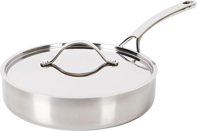 Bloomhouse - Two Time Oprah's Favorite Things Winner - 10 Inch Triply Stainless Steel Fry Pan W/Lid W/Non-Stick Non-Toxic Pro Ceramic Interior Frying Pan