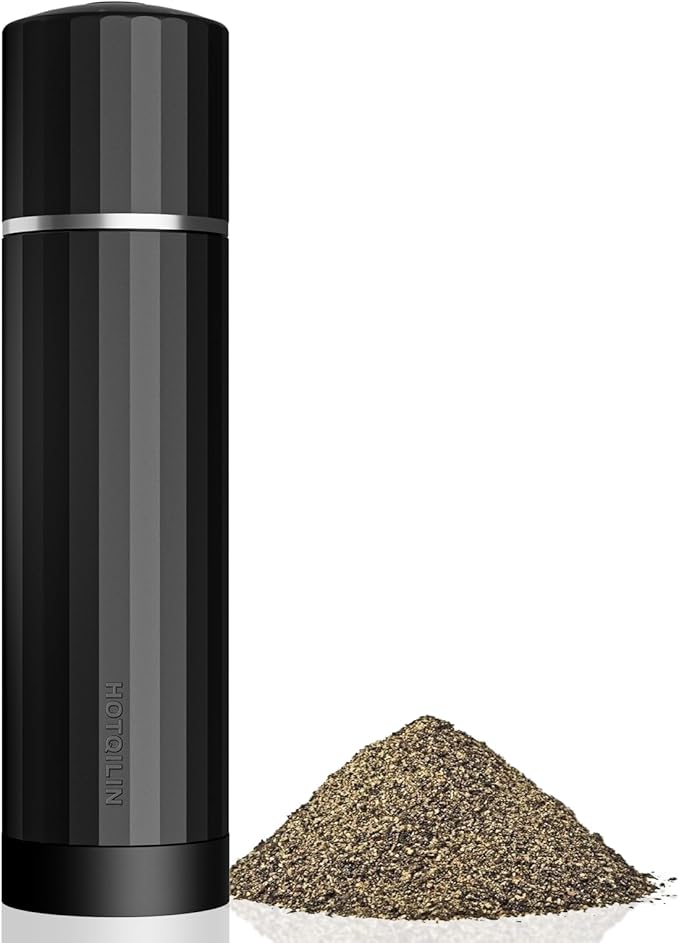 Heavy Duty Metal Pepper Grinder, Professional Manual Pepper Grinder with Adjustable Coarseness, Pepper Mill with Magnetic Powder Chamber, Refillable Pepper Mill for Spices, High Output