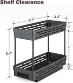 2 Pack Pull Out Spice Rack Organizer for Cabinet, Slide Out Spice Racks Organizer, Spice Cabinet Organizers, Cabinet Size Need:12'' Highx11'' Deepx5'' Wide,Hold 10 Spice Jar Each Tier-2Tier, Black