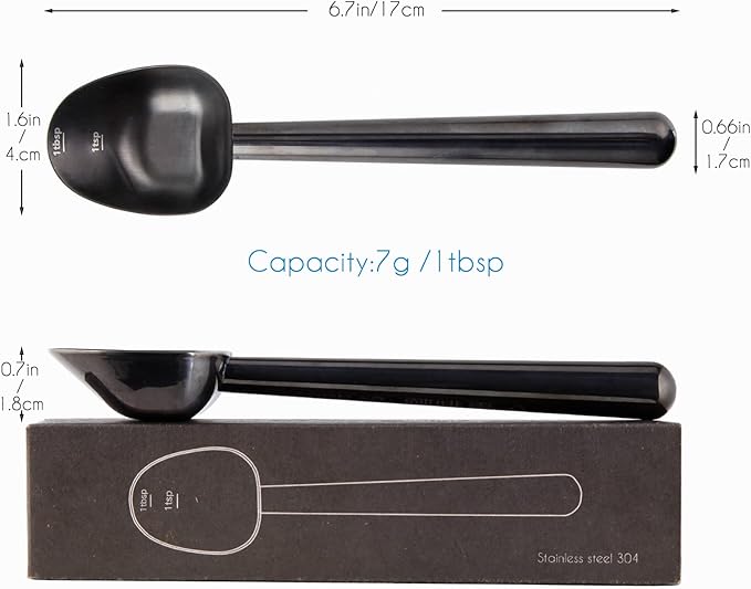 Easyworkz Stainless Steel Long Hollow Handle Coffee Scoop,7g Measuring Spoon for Ground Coffee and Loose Leaf Tea, Gunmetal Black