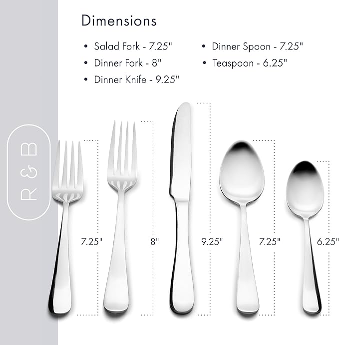 Roberts & Belk 20-Piece Camden Black Silverware Set – Flatware for 4 – High Mirror Stainless Steel Utensils with Knives, Forks & Spoons
