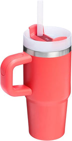 Stanley Quencher H2.0 Tumbler with Handle and Straw 14 oz | Flowstate 3-Position Lid | Cup Holder Compatible for Travel | Insulated Stainless Steel Cup | BPA-Free | Hot Coral