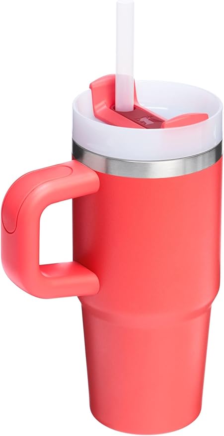 Stanley Quencher H2.0 Tumbler with Handle and Straw 14 oz | Flowstate 3-Position Lid | Cup Holder Compatible for Travel | Insulated Stainless Steel Cup | BPA-Free | Hot Coral