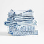 Realm 100% Cotton Dobby Textured Kitchen Dish Cloths | Nautical Blue 13" x 13" Inch Soft, Plush & Absorbent Quick Drying Dish Towels (6 Pack)