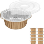 5.5" Aluminum Foil Pans with Integrated Handles and Snap-On Lids (10 pcs) | 2X Thickness Heavy-Duty Reusable Foil for Baking and Cooking