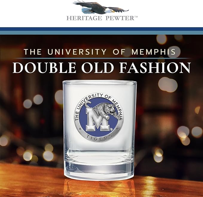 Heritage Pewter Memphis Double Old Fashion | Double Rocks Glass 14 OZ for Liquor | Expertly Crafted Pewter Glass