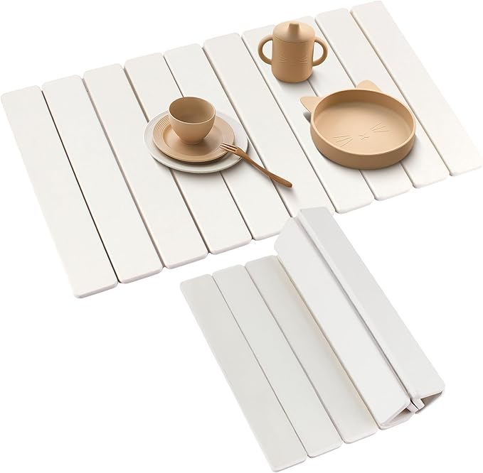 24" x 16" Large Stone Drying Mat for Kitchen Counter , Quick Absorbent Diatomaceous Earth Dish Drying Mat , Rollable Stone Drying Mat for Kitchen Dishes Bottles Cups , Match any Countertop