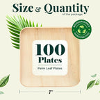 Palm Leaf Plates Bamboo Disposable Square 7 inch 100 Bulk Party Pack Elegant Sturdy Design Better Than Paper and Plastic Plates by Koalalove (KoalaLove-PLP-7IN-100-Plates)