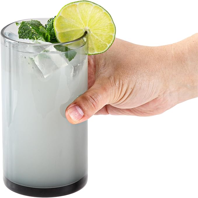 Restaurantware-Vetri 16 Ounce Tall Drinking Glasses, 24 Dishwashable Beverage Glasses - No-Lead, Elegant, Gray Glass Tumblers, Ideal For Water, Juice Beer, Cocktails, Liquor, Iced Tea, And More