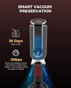 Luxurious 3-in-1 Electric Wine Aerator, Decanter, Dispenser & Vacuum Pump. Touch Screen LED Display - Wine Preservation System with Temp Monitor, Gift for Wine Lovers Women Men (Black/Silver)