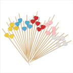Minisland White Love Heart Cocktail Picks, 4.7 Inch Long Bamboo Fancy Toothpicks for Appetizers, Decorative Valentines Bridal Wedding Party Food Drinks Garnish Fruit Skewer Sticks 100 Counts -MSL135
