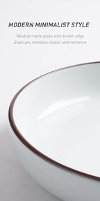 famiware Mercury Pasta Bowls Set of 4, 33 oz Large Salad Bowls, Stoneware Pasta Plates Bowls, Serving Bowls for Kitchen, Microwave & Dishwasher Safe, White