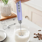Milk Frother Handheld Rechargeable - Electric Whisk 3 Speed Adjustable, Coffee Frother Wand with 3 Stainless Whisks, Electric Foam Maker, Drink Mixer Blender for Latte Cappuccino Matcha Egg